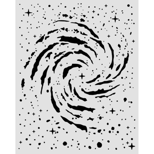 Szablon 3D Stamepria Cosmos, wymiary 20x25cm. Wzór - wirująca mgławica, galaktyka, spiralny wzór, drobne gwiazdy. Wykonany z giętkiego, przeźroczystego poliestru. Idealny do decoupage, mixmedia, scrapbookingu. Kod producenta  KSTD218.