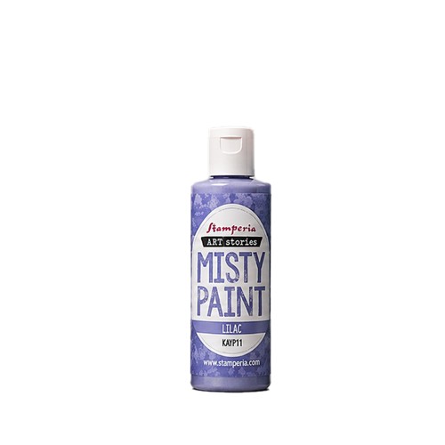 Farba akrylowa Misty Paint marki Stamperia 60 ml, kolor Lilac. Idealna do tworzenia efektów przenikania, rozmycia i subtelnych przejść tonalnych za pomocą wody. Sprawdzi się technikach mixedmedia, decoupage, DIY. Kod KAYP11.