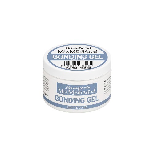 Bonding Gel Stamperia, seria MixMedia Art, pojemność 150ml, kod produktu K3P82. Żel medium klejące. Po wyschnięciu staje się przeźroczyste i matowe.