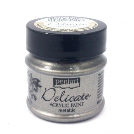 PENTART FARBA AKRYLOWA 50ml DELICATE METALICZNE ANT.SREBRO