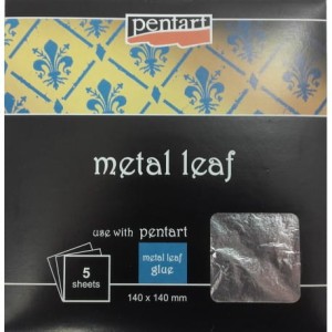 PENTART FOLIA SREBRO 14x14cm 5 ARKUSZY