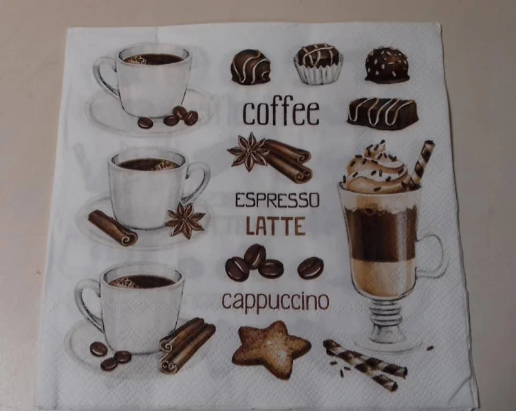 serwetka  do decoupage  coacho, babeczka, mufinka, mufina kawa, filiżanka , Latte