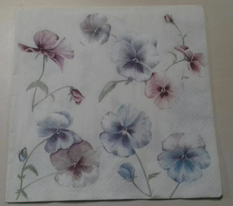 serwetka do decoupage, bratki, kwiaty