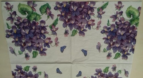serwetka do decoupage, fiołki, kwiaty