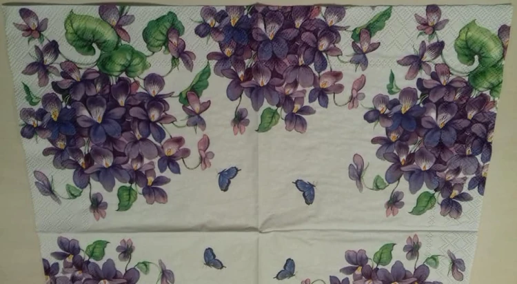 serwetka do decoupage, fiołki, kwiaty