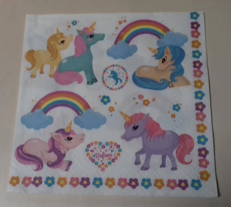 SERWETKA DODECOUPAGE, jednorożce, koniki pony