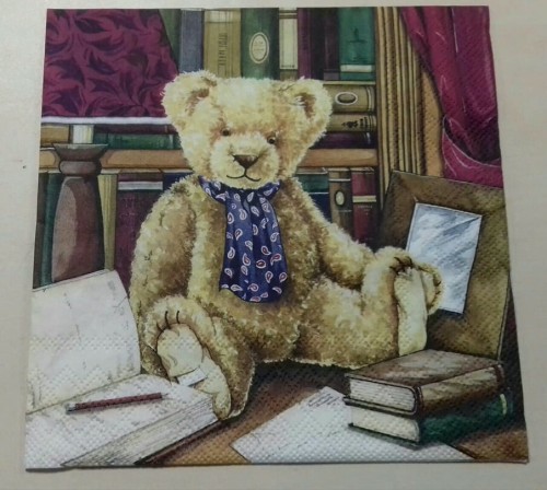 SERWETKA DODECOUPAGE,dzieci, miś ,zabawka