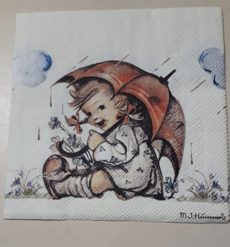 SERWETKA DODECOUPAGE,dziecko, dziewczynka ,parasol