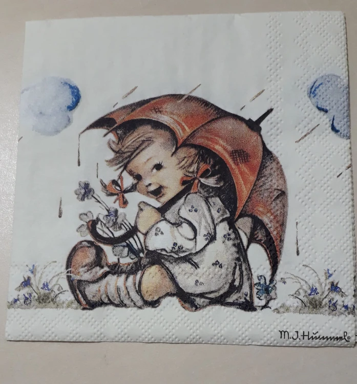 SERWETKA DODECOUPAGE,dziecko, dziewczynka ,parasol