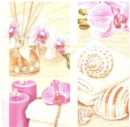 SERWETKA DO DECOUPAGE, KWIATY , STORCZYK, MUSZLA