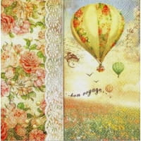 serwetka do decoupage , kwiaty, róże ,balon, lot balonem