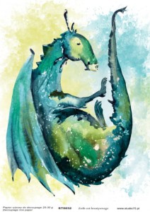Papier ryżowy do decoupage - zielony smok ST0032